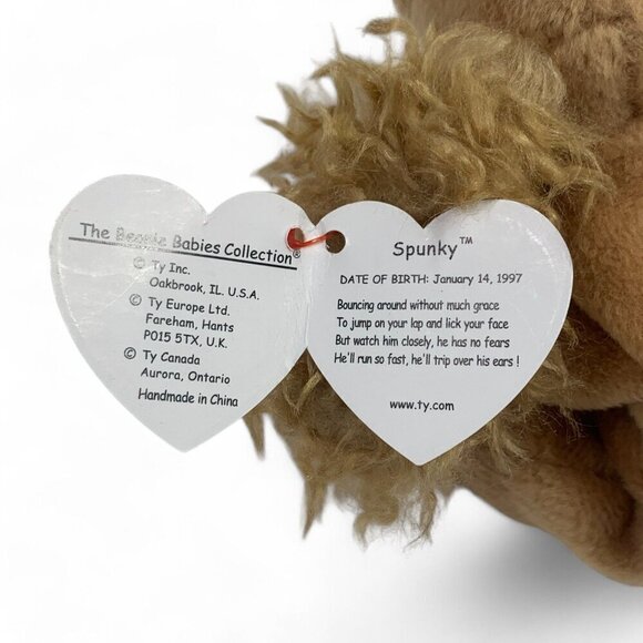 TY Beanie Babies "Spunky" The Spaniel 8" Plush Toy Collectible 1997 NWT - Picture 6 of 6